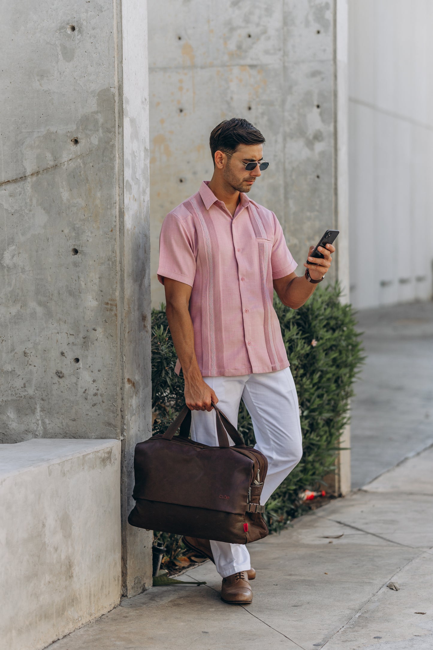 Guayabera Uxmal rosa palo