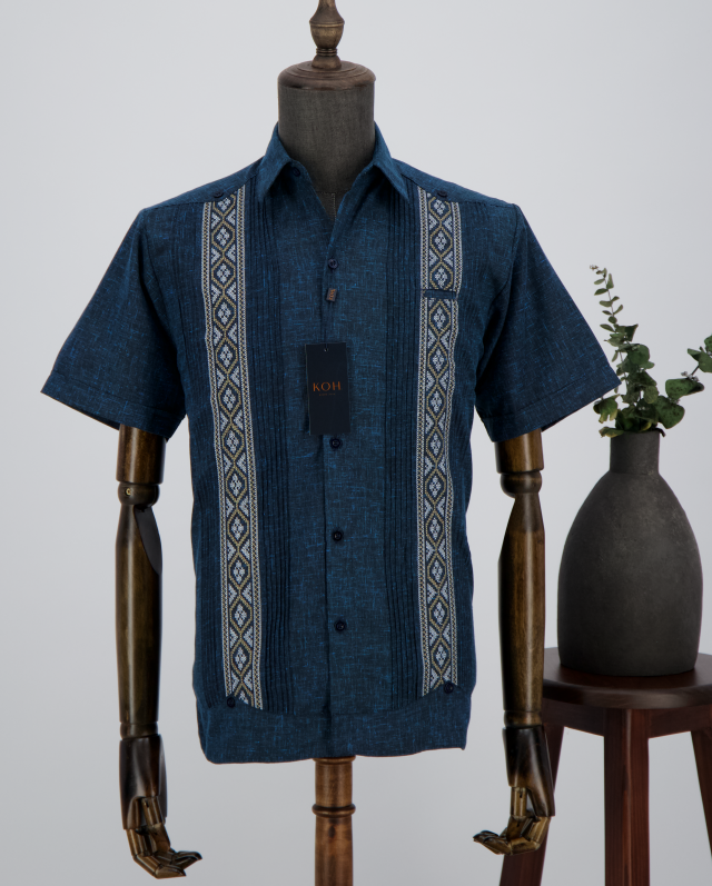 Guayabera Bordado Ancho Lino/Algodón