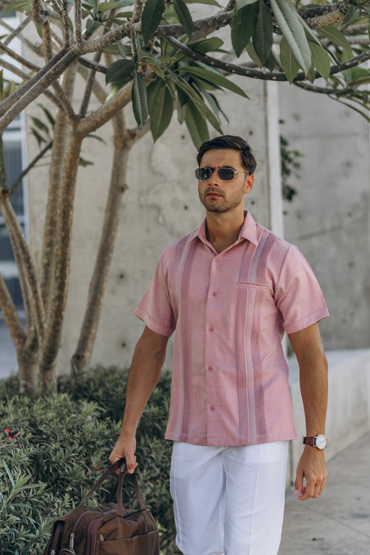 Guayabera Uxmal rosa palo
